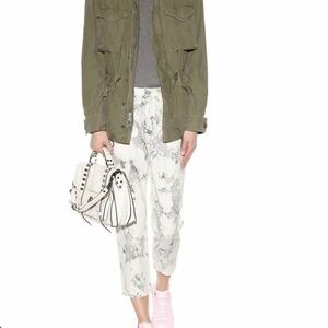 ❤️ J.BRAND Black & White Aubry Sonic Mid-Rise relaxed Cropped Jean H24